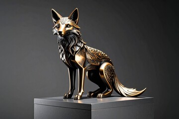 真鍮製のキツネの置物