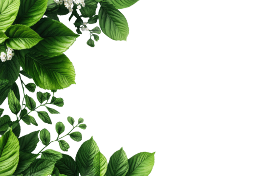 Lush greenery borders a black background