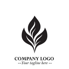 Spinach Logo Symbol in Black on the White Background Minimalist Leaf Vegetable Illustration