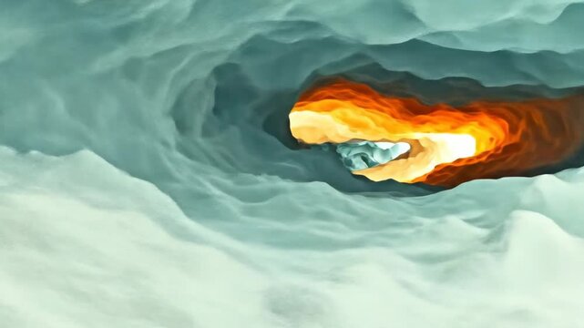 Abstract landscape with textured, glowing strata formations