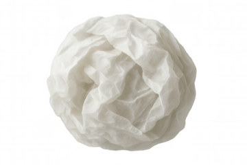 Crushed paper ball representing mistakes, waste, or environmental concepts, transparent background