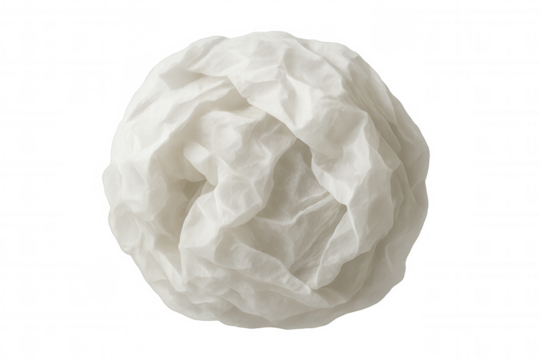 Crushed paper ball representing mistakes, waste, or environmental concepts, transparent background