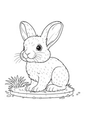 educational editable animal coloring page of a cute bunny with flowers, iso size and print ready vector art