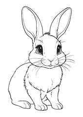 editable educational animal coloring page of a sleeping cute bunny, iso size print ready vector illustration