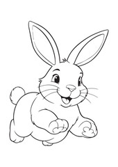 editable educational animal coloring page featuring a cute bunny with easter egg, iso size print ready vector