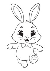 educational editable animal coloring page of a cute bunny holding carrot, iso size and print ready vector lineart