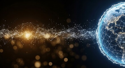 Abstract representation of a networked globe with glowing connections, symbolizing global communication and technology.