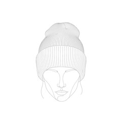 Outline illustration of a person wearing a beanie isolated on white background the beanie is a stylish accessory, perfect for adding a touch of urban flair