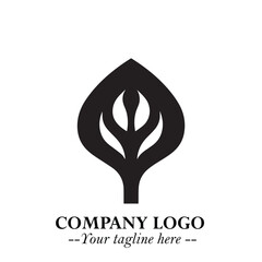 Spinach Logo Symbol in Black on the White Background Minimalist Leaf Vegetable Illustration