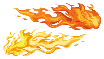 Two stylized flames, one orange-red, one yellow-orange