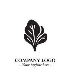Spinach Logo Symbol in Black on the White Background Minimalist Leaf Vegetable Illustration