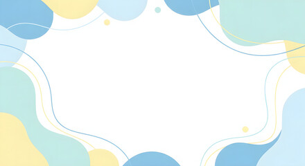 Serene abstract pastel background with gentle fluid organic shapes and soft wavy lines, a modern frame template for presentations, creative designs, and digital content