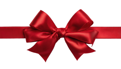 Red satin ribbon bow on a wide red ribbon