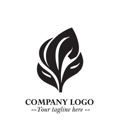 Spinach Logo Symbol in Black on the White Background Minimalist Leaf Vegetable Illustration