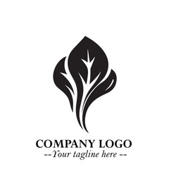 Spinach Logo Symbol in Black on the White Background Minimalist Leaf Vegetable Illustration