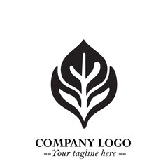 Spinach Logo Symbol in Black on the White Background Minimalist Leaf Vegetable Illustration