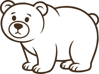 cute bear vector line drawing standing simple bold stroke cartoon design for education kids craft coloring pages