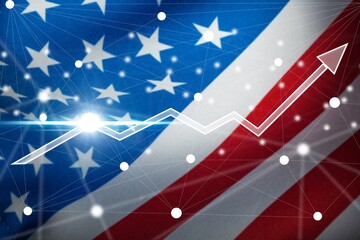 Fototapeta premium USA stock market chart with American flag