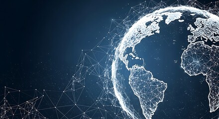 Digital representation of the Earth, highlighting global network connections and data flow.