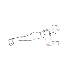 Continuous line drawing of forearm plank yoga pose isolated on white background this minimalist artwork embodies core strength, stability, and the pursuit of physical and mental balance