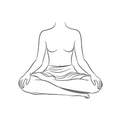 Illustration of a woman in lotus position isolated on white background this serene pose promotes relaxation and mindfulness, perfect for yoga, meditation, and wellnessthemed projects