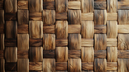 Obraz premium Natural Woven Texture Background of Intertwined Wood Fibers