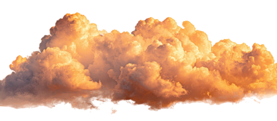Large, golden-hued cumulus cloud against a black background.  Defined edges