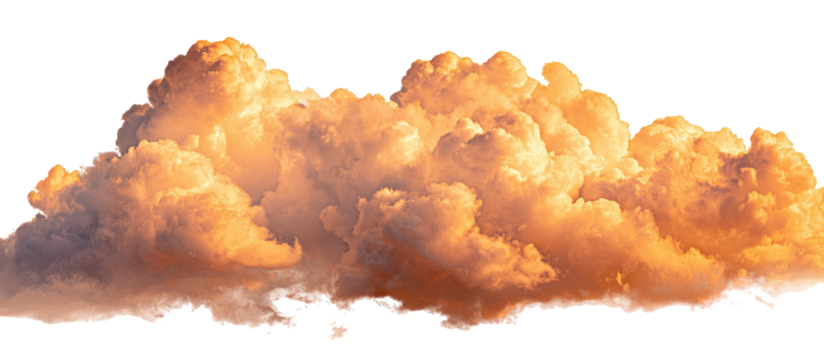Large, golden-hued cumulus cloud against a black background.  Defined edges