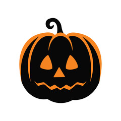 Art & IllustrationHalloween Pumpkin Illustration | Orange Jack O’ Lantern with Creepy Expression | Vector Design Isolated on White