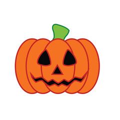 Art & IllustrationHalloween Pumpkin Illustration | Orange Jack O’ Lantern with Creepy Expression | Vector Design Isolated on White
