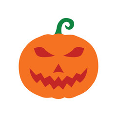 Art & IllustrationHalloween Pumpkin Illustration | Orange Jack O’ Lantern with Creepy Expression | Vector Design Isolated on White