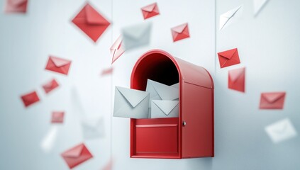 Mailbox overflowing with letters, symbolizing communication and messages