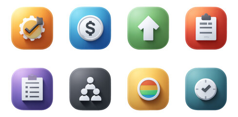 Fototapeta premium Colorful Isolated Icons Set with Shapes and Art Styles for Creative Projects