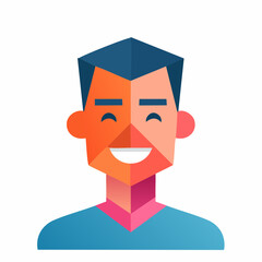 Geometric Man Face Avatar Icon.