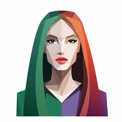 Geometric Portrait of a Woman with Red Lips.