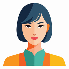 Flat Design Portrait of an Asian Woman.