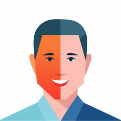 Man with two faces one white and one dark representing duality.