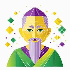 Geometric Portrait of an Old Man with a Beard.