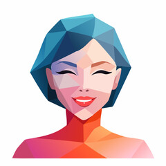 Geometric Portrait of a Woman with Blue Hair 2.