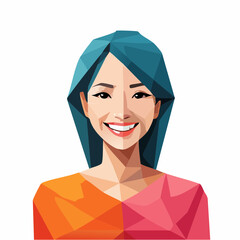 Abstract Geometric Portrait of a Smiling Woman.