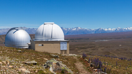 Mt John Observatory and Southern Alps aerial view, Tekapo