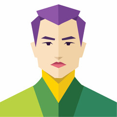 Modern Geometric Portrait of an Asian Man.