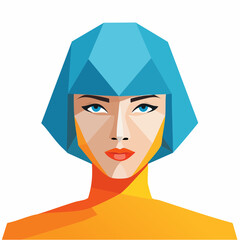 Geometric Portrait of a Woman with Blue Hair 1.