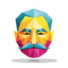 Geometric Face Portrait with Moustache.
