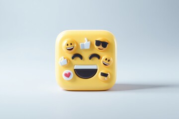 3d social media emoji icon with smiling faces and reaction symbols