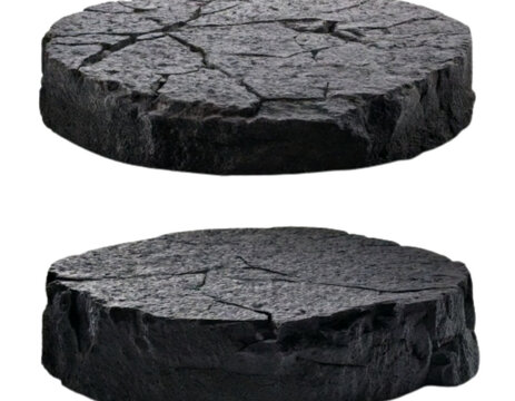  Volcanic Stone Circle Podium with Lava-Toned Rocks &ndash; Isolated on Transparent Background