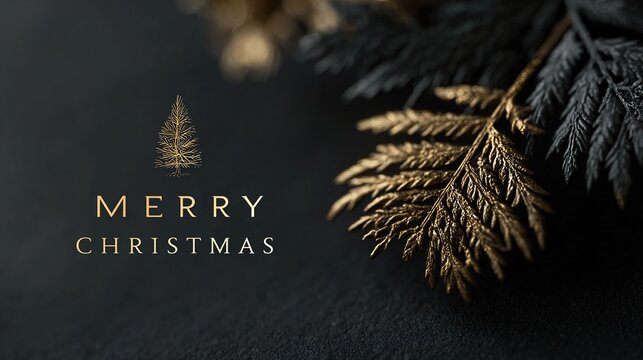 A festive Christmas greeting, artfully composed with botanical elements. The scene is a celebration of the season, showcasing detailed textures. Merry Christmas Banner