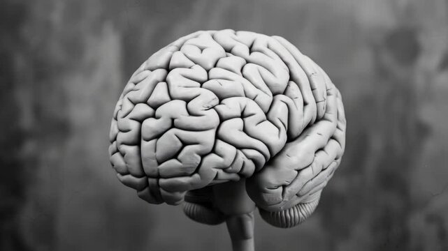 High-resolution 3D  of a human brain showing its intricate structure and folds.