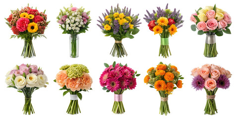 Various Flower Bouquets PNG Set 