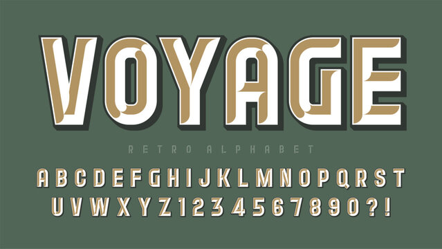 Original display font design, chisel alphabet style, letters and numbers.